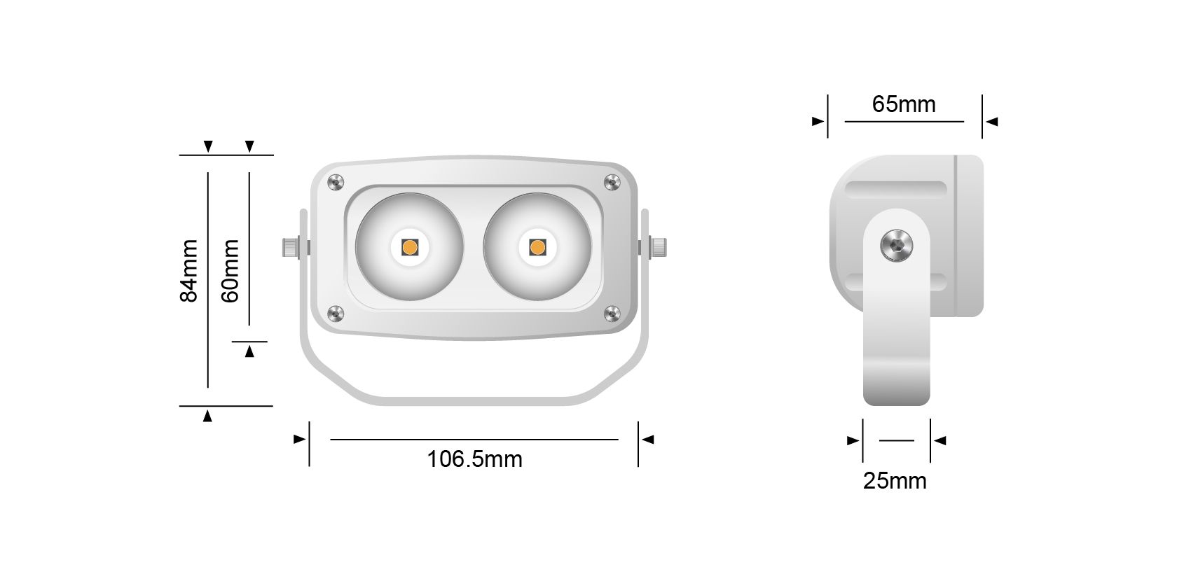 STEDI Marine White 20W Twin LED Flood Light